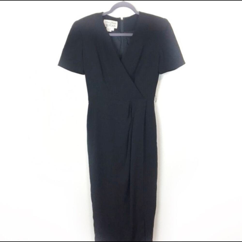 Tulip Dress 40s Style Secretary Chic Rickie Freeman for Teri Jon Vintage Black 4